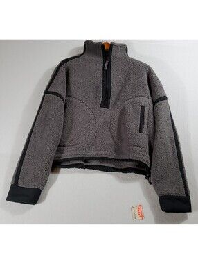 Free People FP Movement Pullover Sweater Mountain High Half-Zip Fleece Sz S Gray